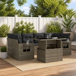 Concise 7 Piece Grey Rattan Sofa Set for Outdoors