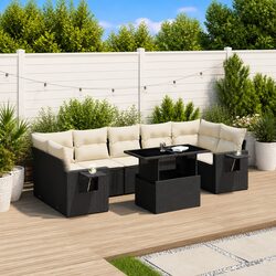 8 Piece Black Patio Sofa Set