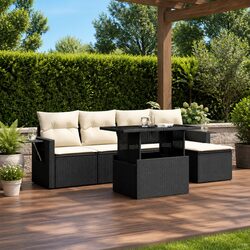 Friendly Black 6-Piece Garden Sofa Set for Your Patio