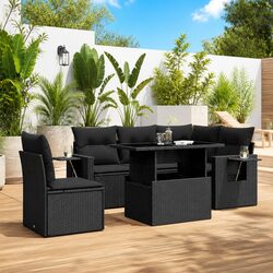 Compact 6-Piece Outdoor Sofa Set with Adjustable Table