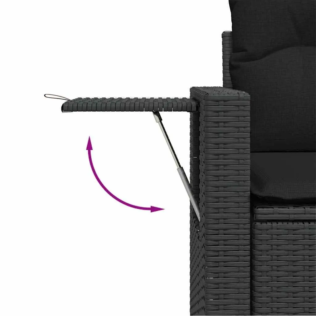7 Piece Garden Sofa Set Black Poly Rattan Outdoor Furniture with Cushions