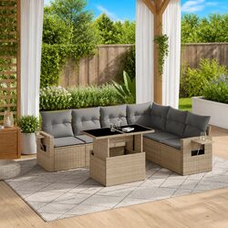 Concise 7 Piece Garden Sofa Set with Adjustable Features