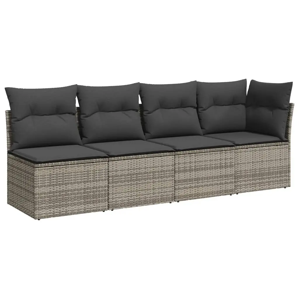 7 Piece Garden Sofa Set Outdoor Patio Furniture with Cushions Grey Poly Rattan