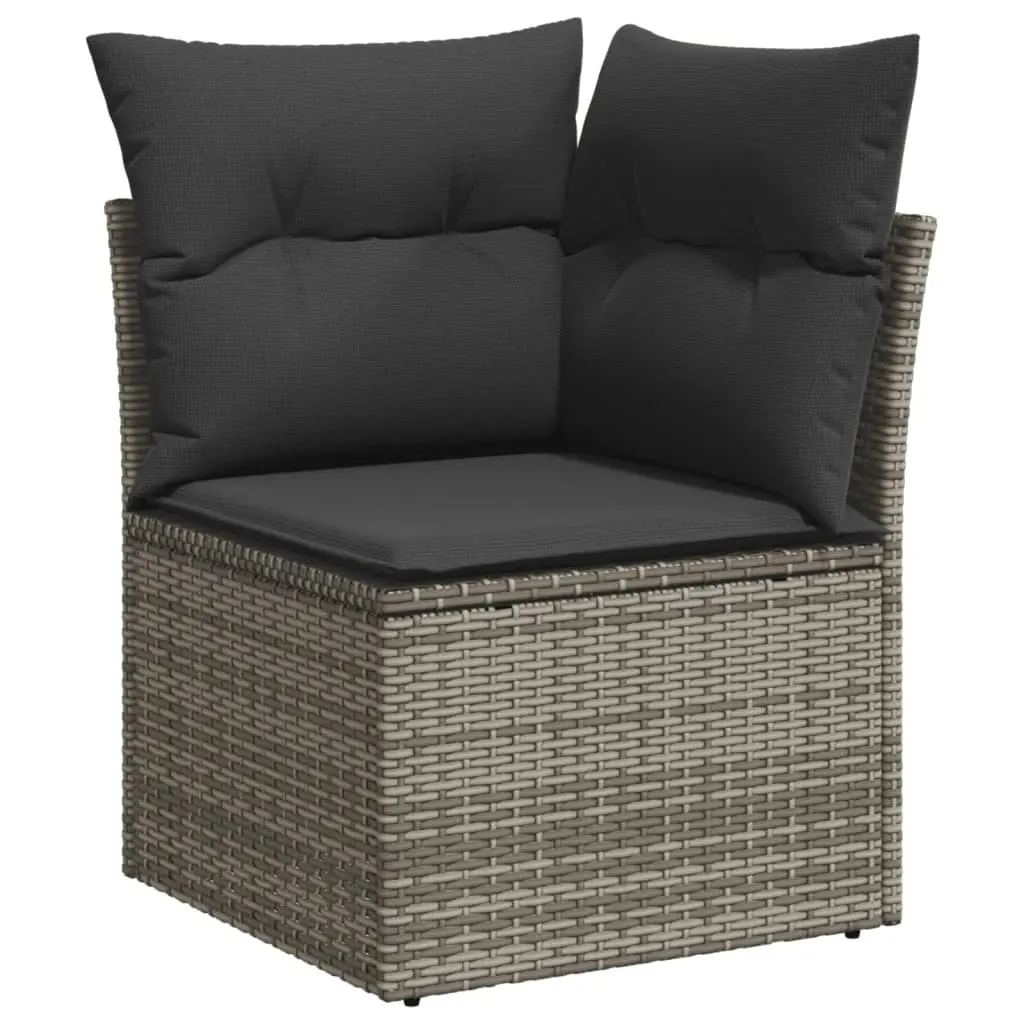 Garden Sofa Set 7 Piece Outdoor Furniture Patio Grey Poly Rattan with Cushions