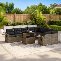 10 Piece Garden Sofa Set Outdoor Furniture Patio Lounge Chair Table Cushions