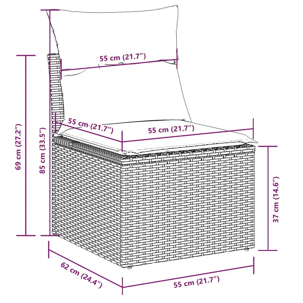 Garden Sofa Set 10 Piece Black Poly Rattan Outdoor Furniture Patio Cushions
