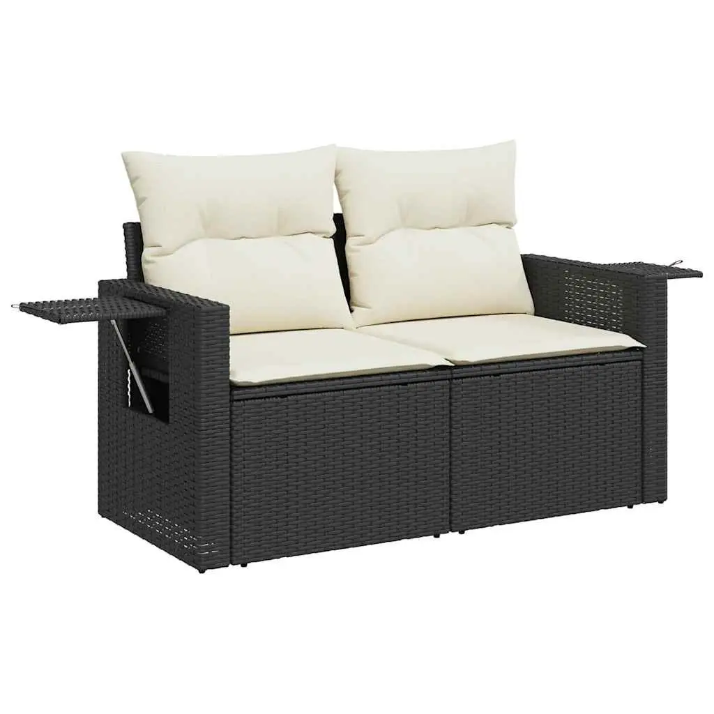 Garden Sofa Set 10 Piece Black Poly Rattan Outdoor Furniture Patio Cushions