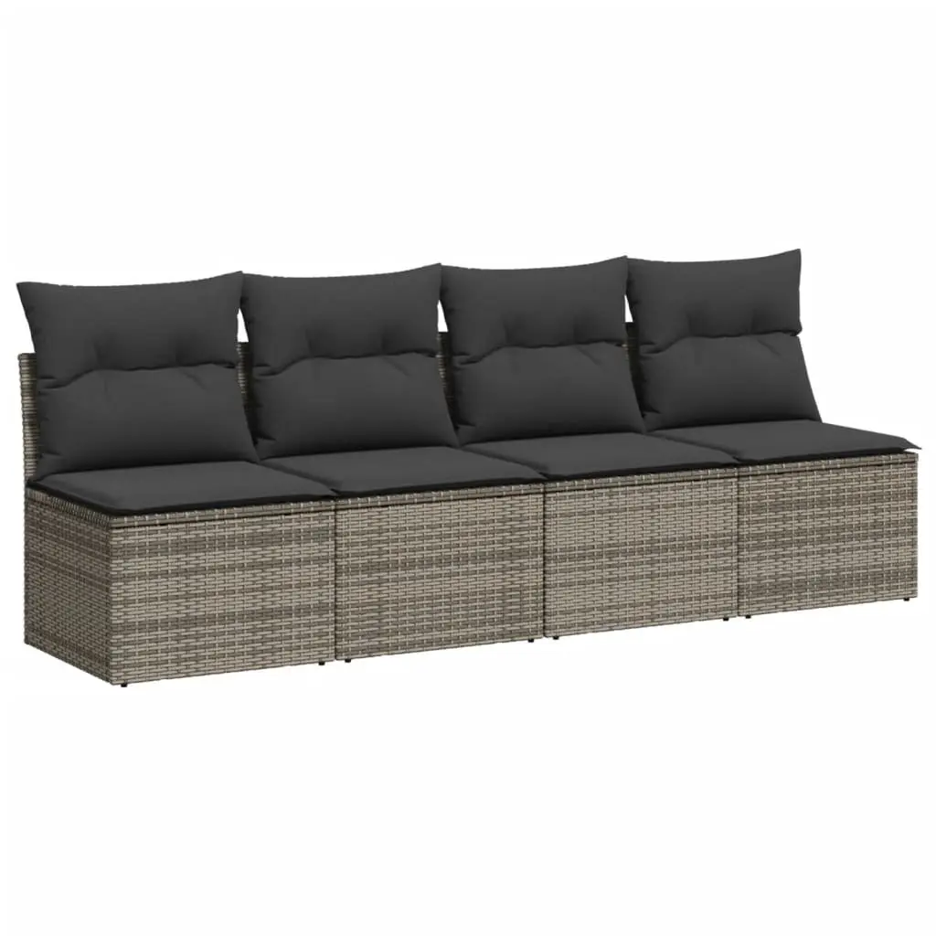 10 Piece Garden Sofa Set Outdoor Furniture Grey Poly Rattan with Cushions Patio