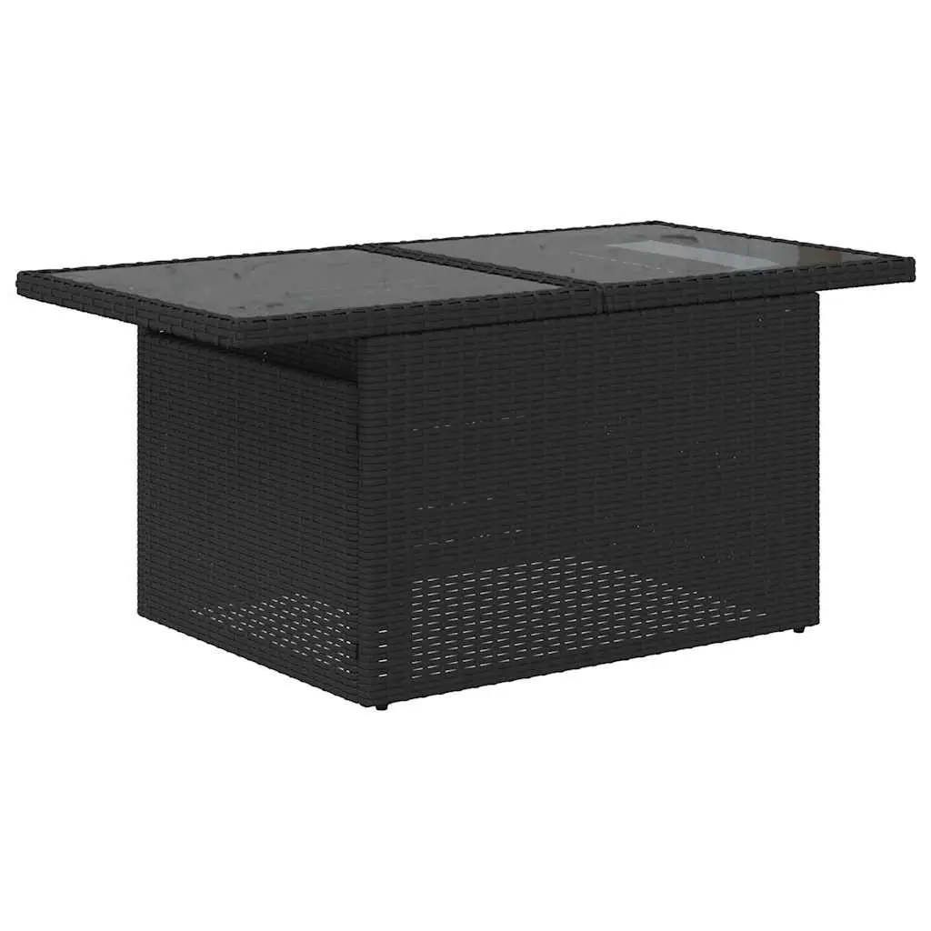 Garden Sofa Set 11 Piece Outdoor Furniture Black Poly Rattan Modular Patio