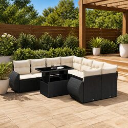 9 Piece Outdoor Sofa Set with Washable Cushions