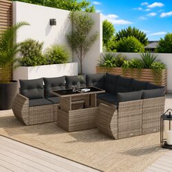 Compact 9-Piece Modular Outdoor Sofa Set