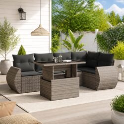 Compact and Durable 6-Piece Garden Sofa Set in Grey