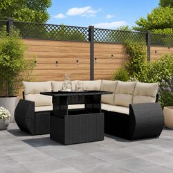 Concise Black Outdoor Sofa Set: 6-Piece Design