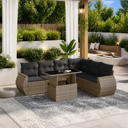 Grey 7-Piece Garden Sofa Set for Outdoors