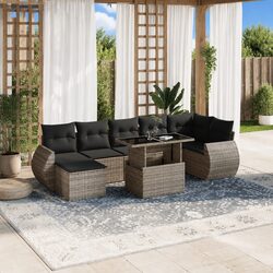 8-Piece Grey Rattan Garden Sofa Set
