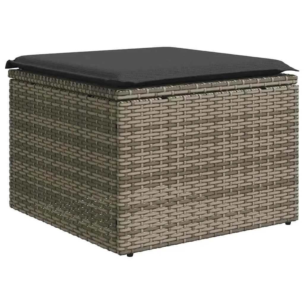 8 Piece Outdoor Garden Sofa Set with Cushions Grey Poly Rattan Patio Furniture