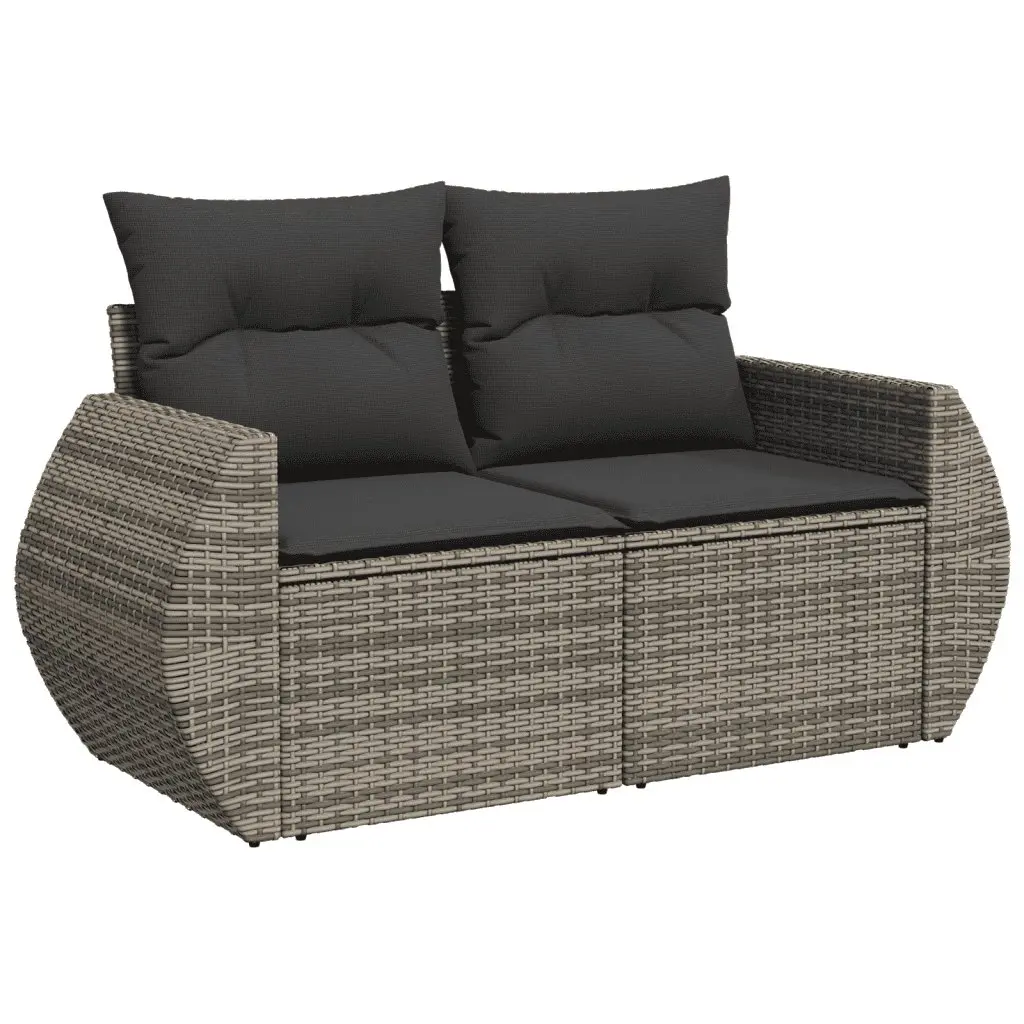 Garden Sofa Set 10 Piece Outdoor Furniture with Cushions Grey Poly Rattan Patio