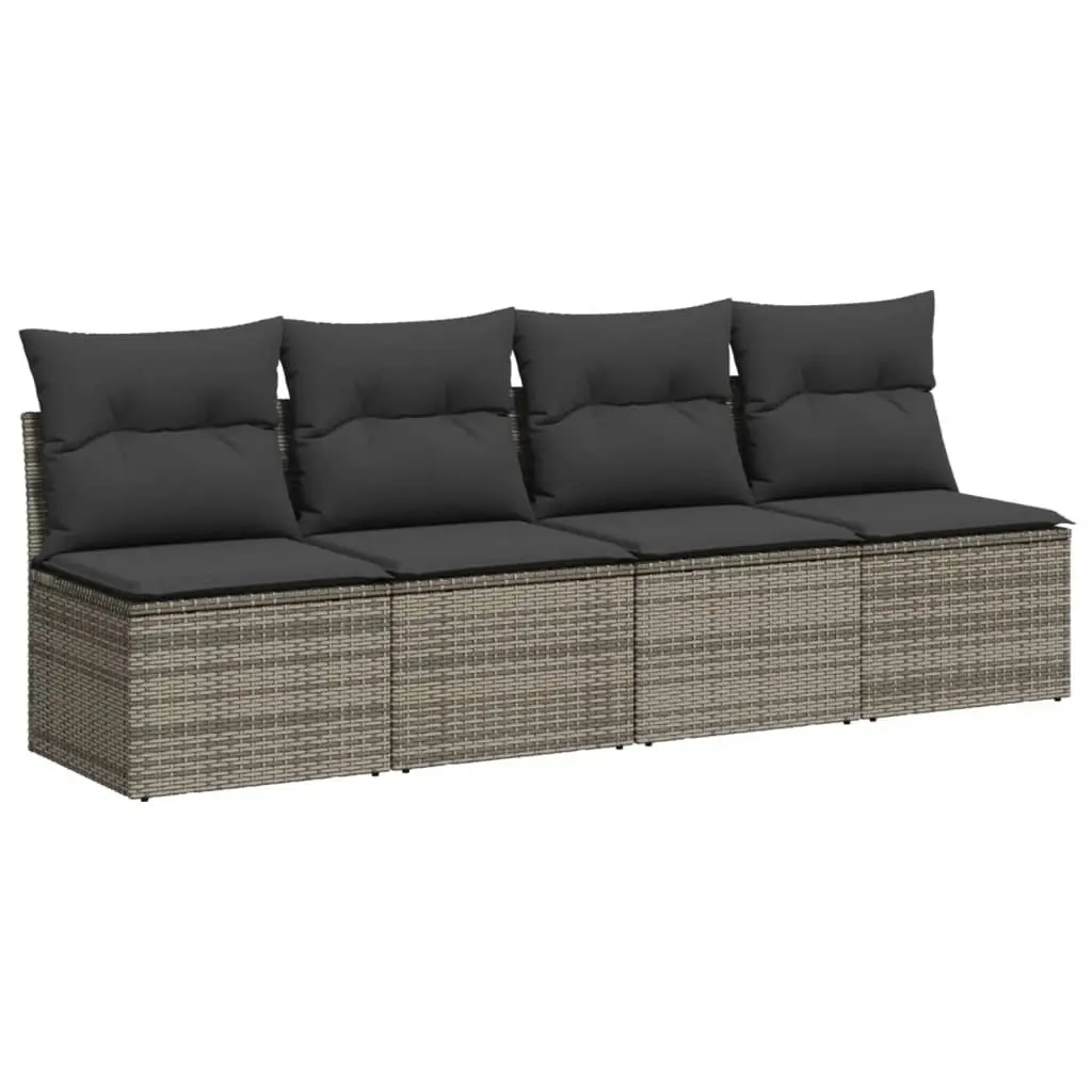 Garden Sofa Set 10 Piece Outdoor Furniture with Cushions Grey Poly Rattan Patio