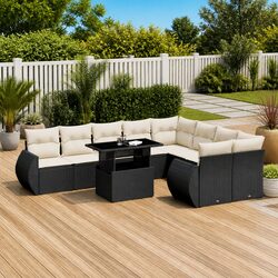 Garden Sofa Set 10 Piece Outdoor Furniture Patio Lounge Seating Black Modular