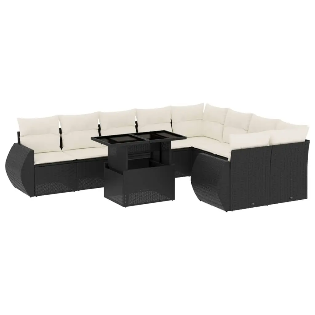 Garden Sofa Set 10 Piece Outdoor Furniture Patio Lounge Seating Black Modular