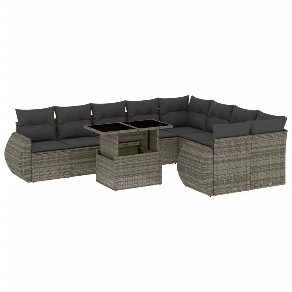 Garden Sofa Set 10 Piece Outdoor Furniture Grey Poly Rattan Patio Modular