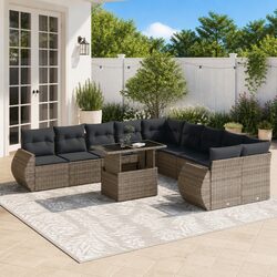 Compact and Stylish 11 Piece Grey Modular Sofa Set for Outdoors