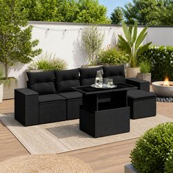 6 Piece Garden Sofa Set with Adjustable Table