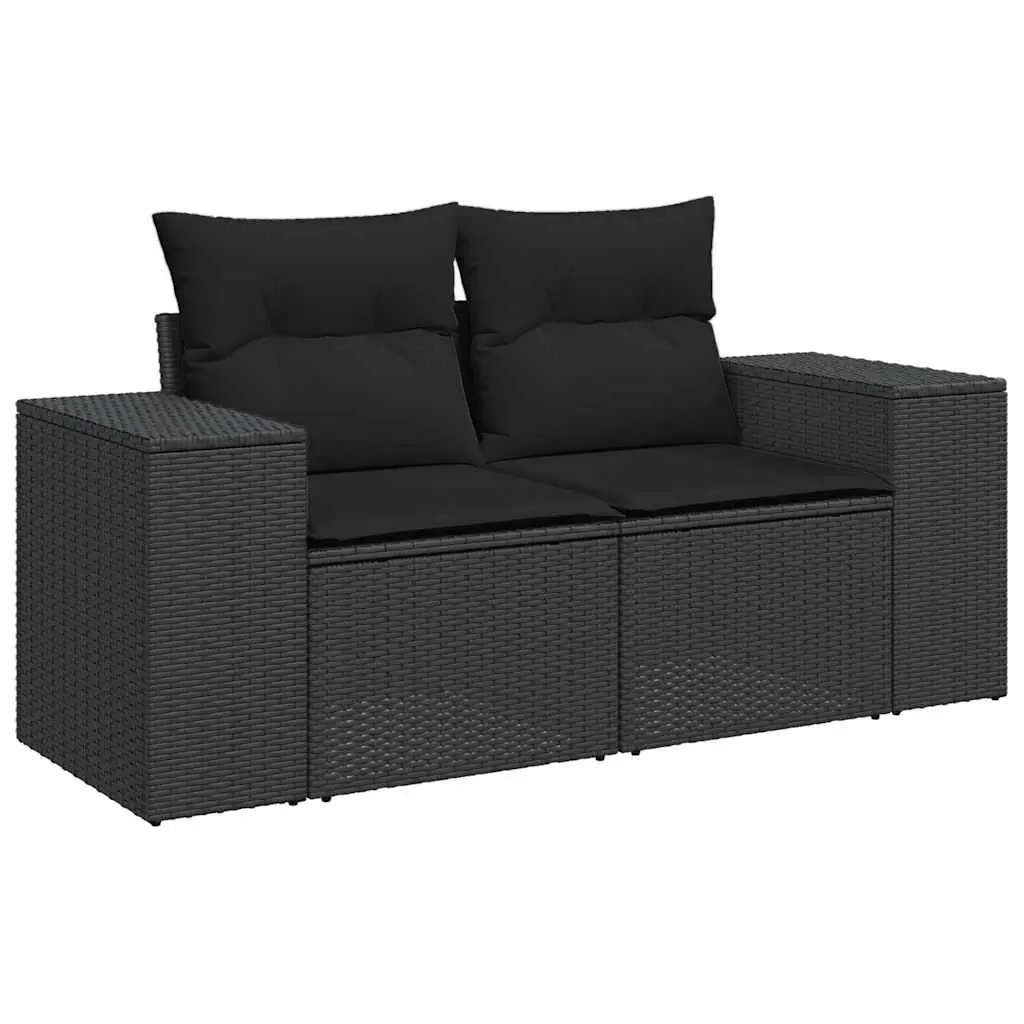 6 Piece Black Outdoor Sofa Set with Adjustable Table