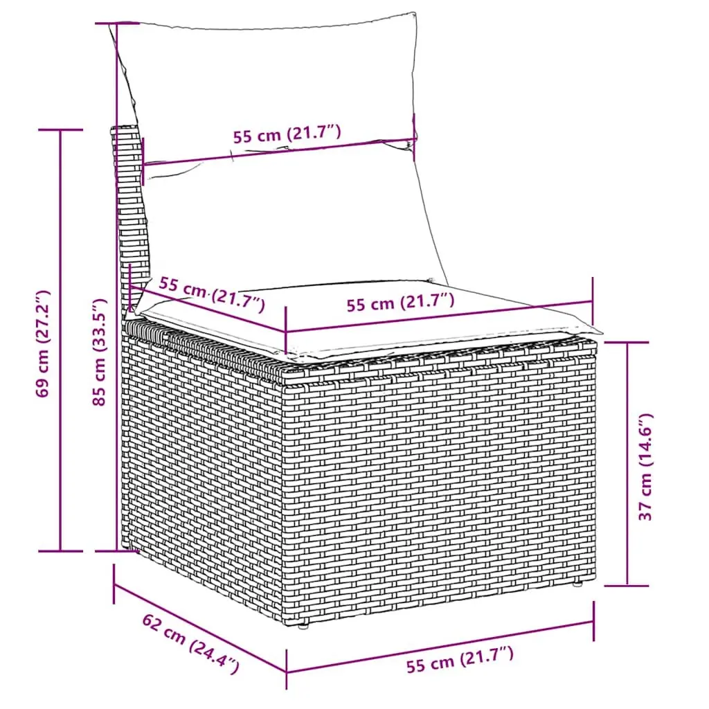 6 Piece Black Outdoor Sofa Set with Adjustable Table