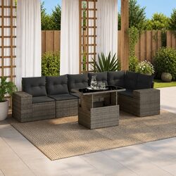 Concise Overview of 7-Piece Garden Sofa Set in Grey Rattan