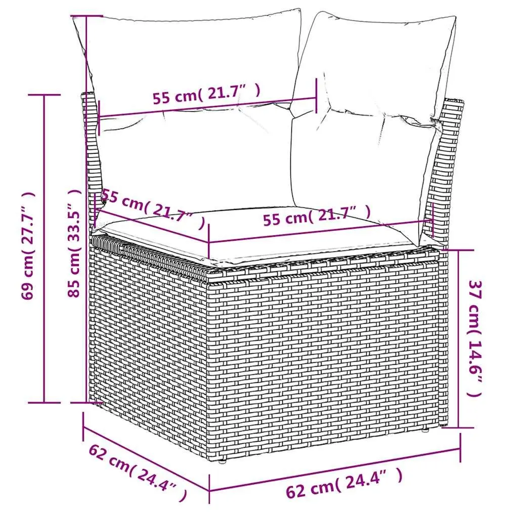 Garden Sofa Set 10 Piece Black Poly Rattan Outdoor Furniture Modular Patio