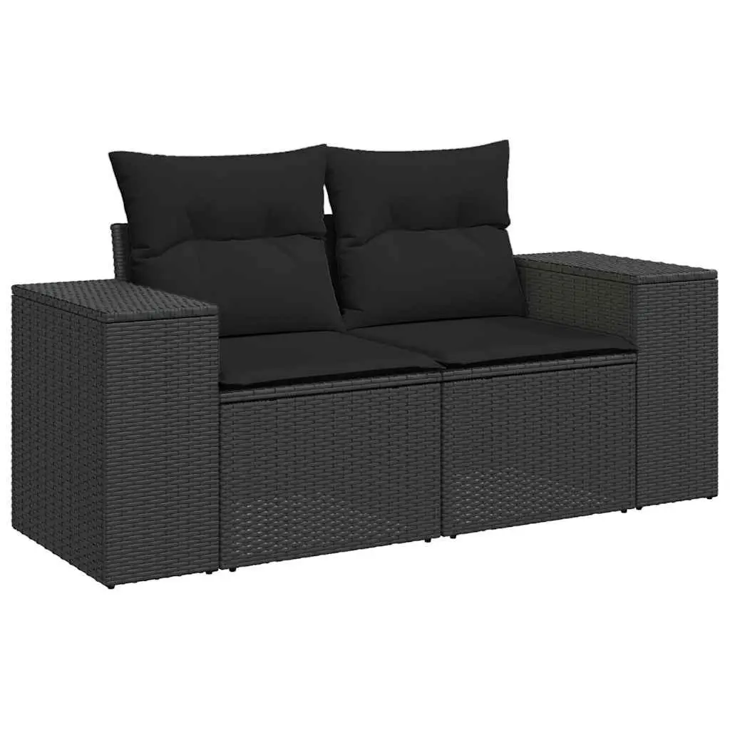 Garden Sofa Set 10 Piece Black Poly Rattan Outdoor Furniture Modular Patio