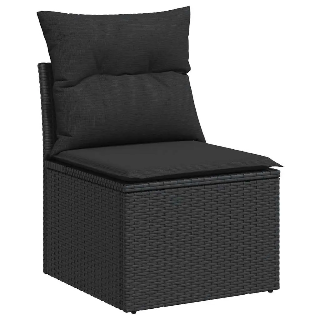 Garden Sofa Set 10 Piece Outdoor Furniture Black Poly Rattan Modular Patio