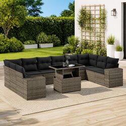Sleek 11-Piece Grey Outdoor Sofa Set for Relaxation