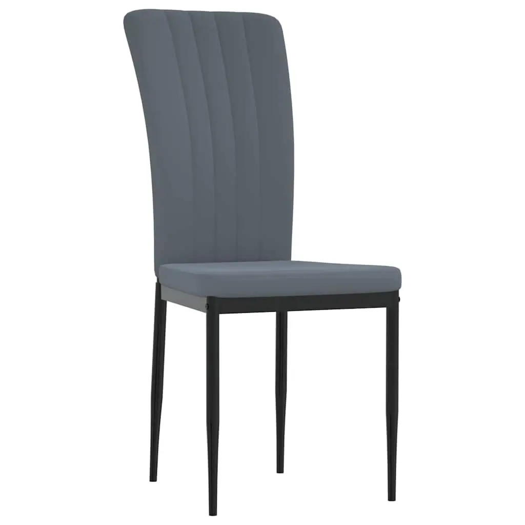 Dining Chairs Grey Velvet Set of 4 Padded Backrest Sturdy Frame