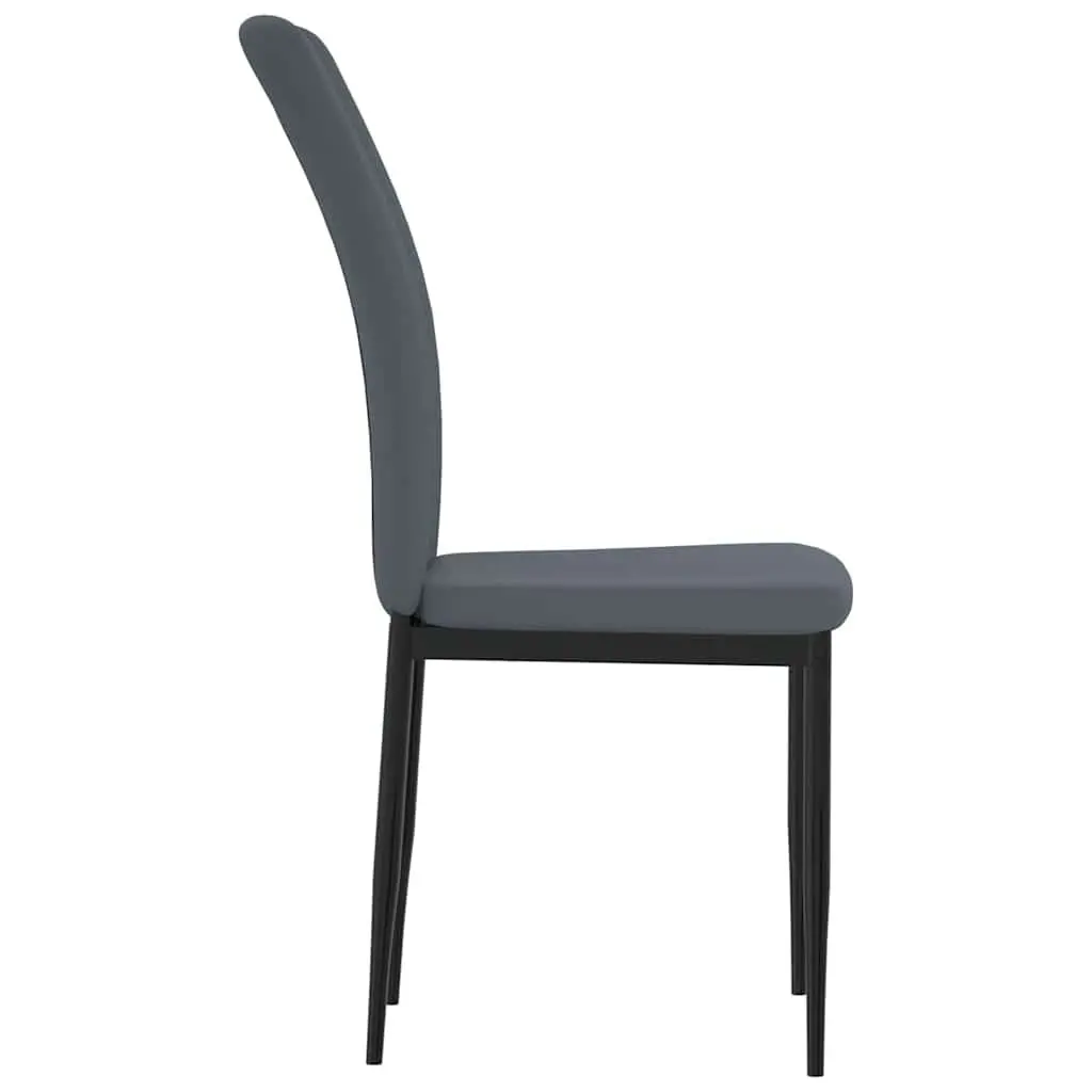 Dining Chairs Grey Velvet Set of 4 Padded Backrest Sturdy Frame