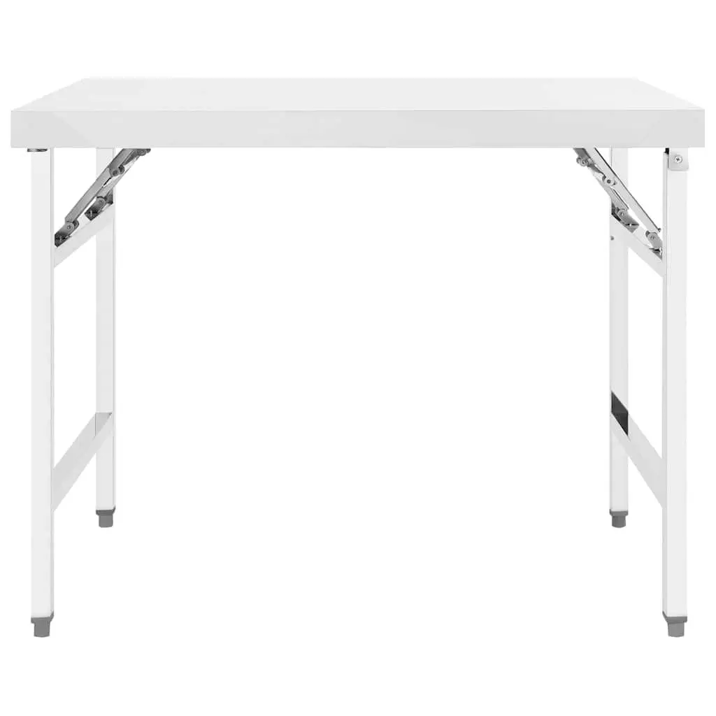 Folding Work Table Stainless Steel 100x60x80cm Reinforced Tabletop