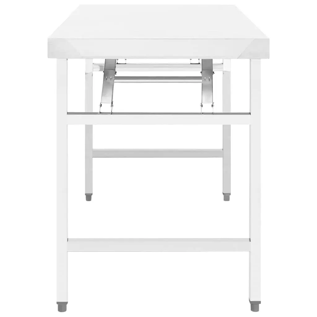 Foldable Stainless Steel Work Table 120x60x80cm Reinforced Tabletop for Commercial Kitchen Prep