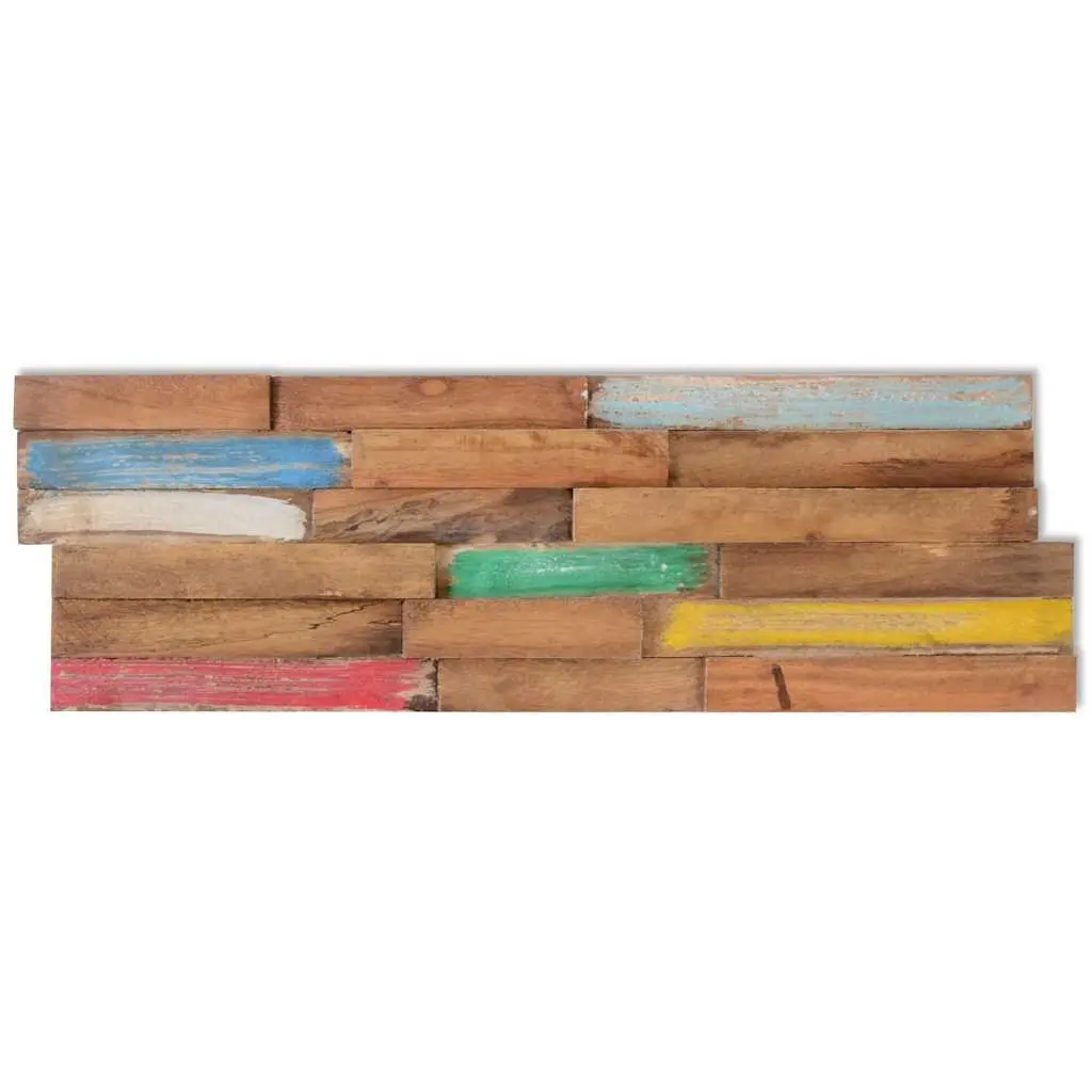 Wall Cladding Panels Multicolour Solid Teak Wood Decorative Boat Wood Appearance 10 Piece