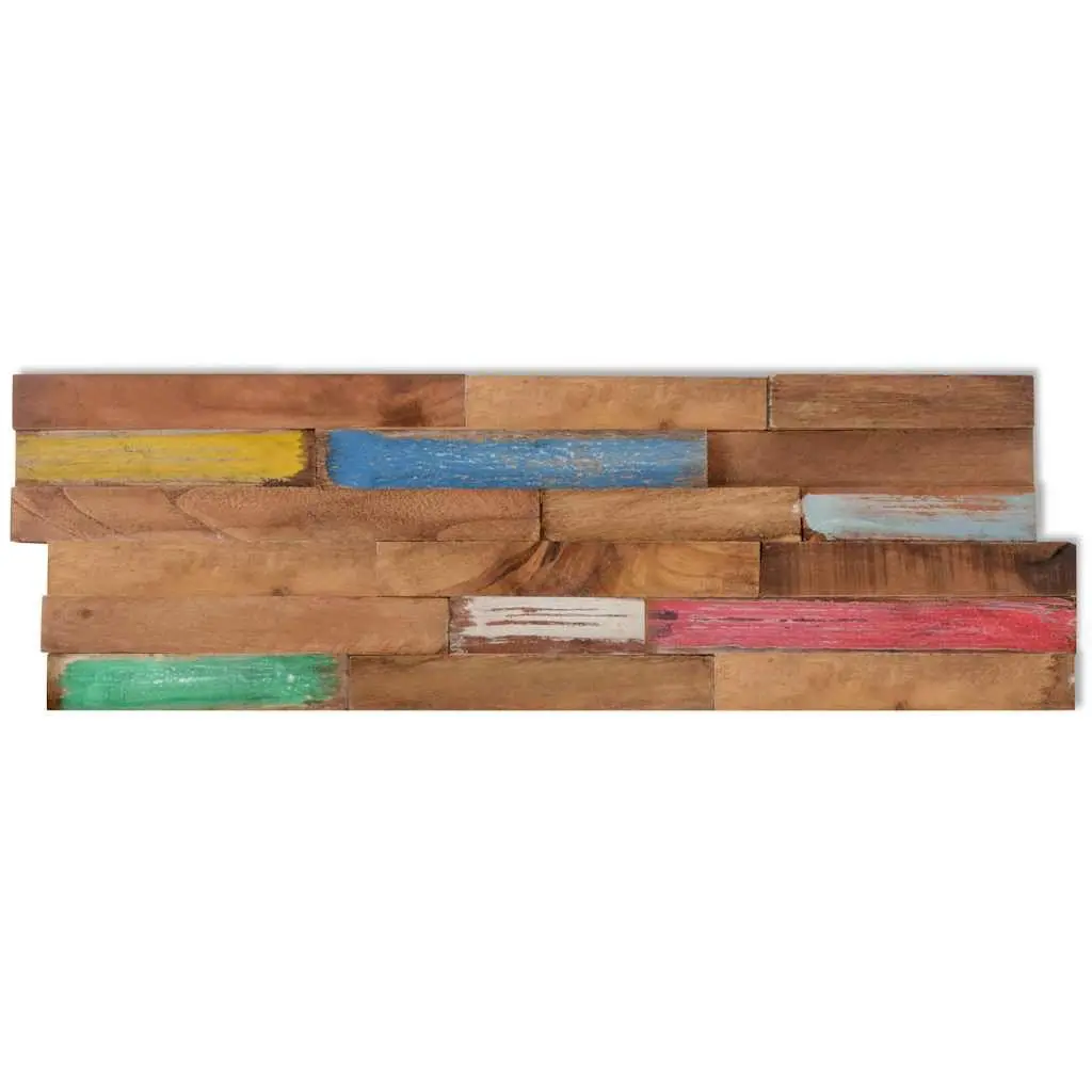Wall Cladding Panels Multicolour Solid Teak Wood Decorative Boat Wood Appearance 10 Piece