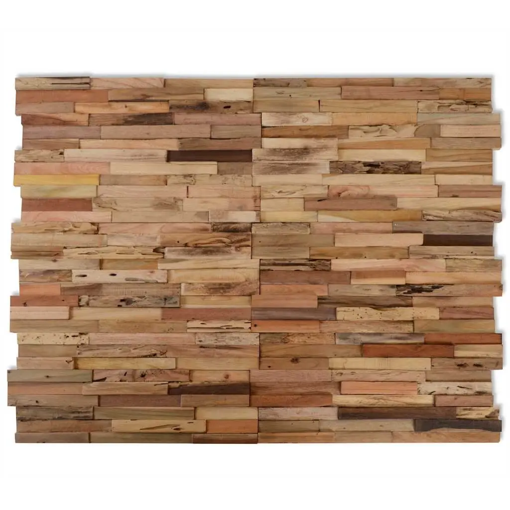 Wall Cladding Panels Brown Teak Wood Rustic Decorative 10 Piece