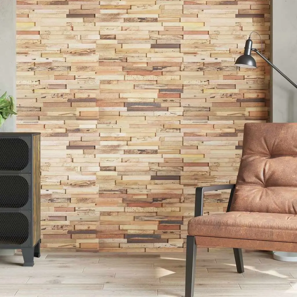 Wall Cladding Panels Brown Teak Wood Rustic Decorative 10 Piece