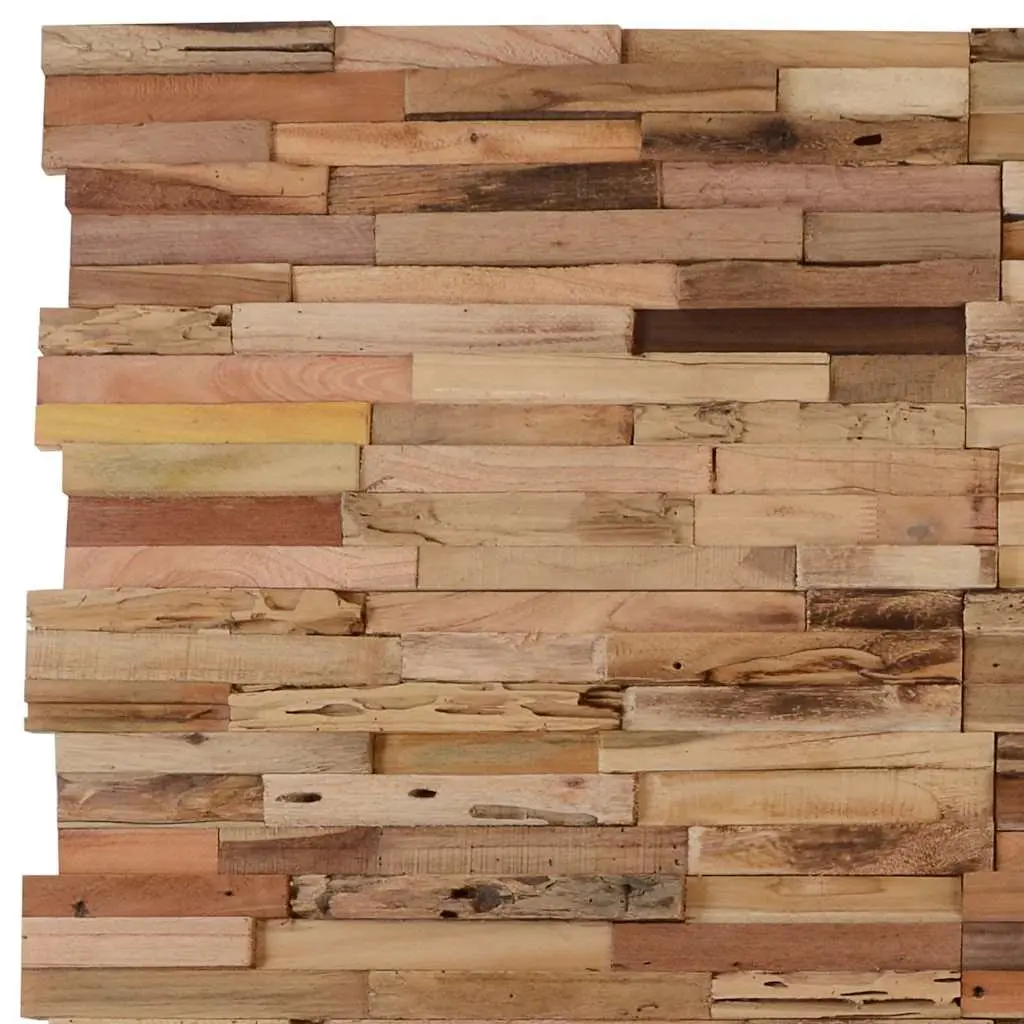 Wall Cladding Panels Brown Teak Wood Rustic Decorative 10 Piece