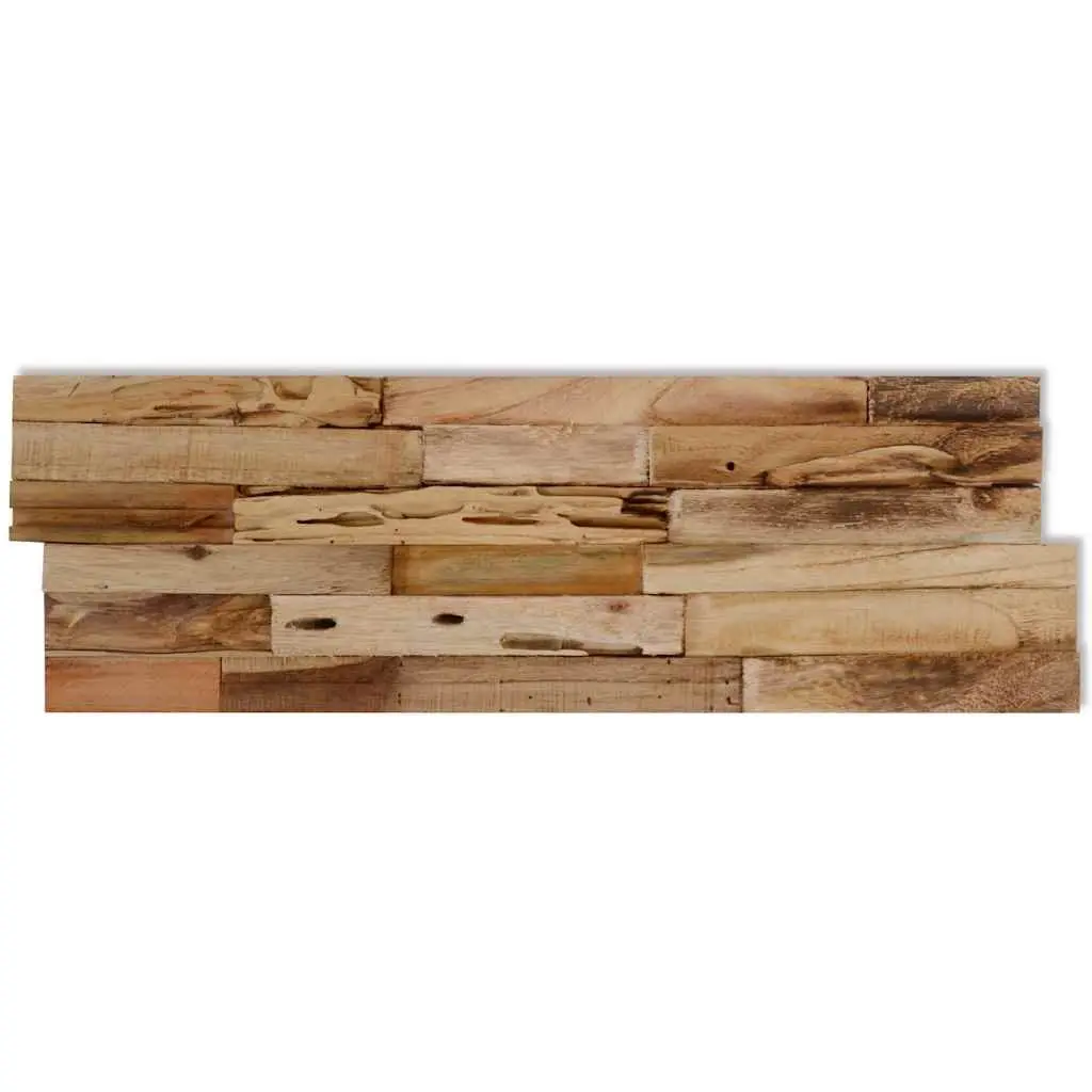 Wall Cladding Panels Brown Teak Wood Rustic Decorative 10 Piece