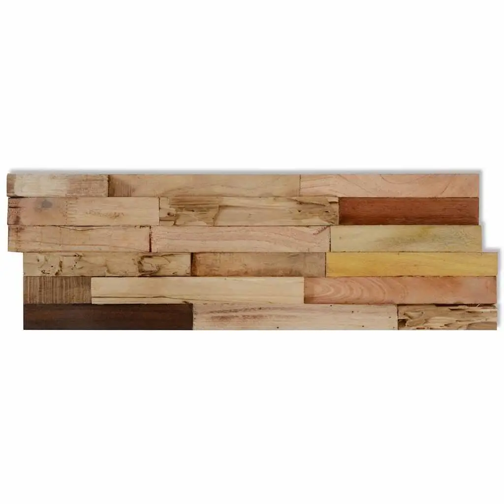 Wall Cladding Panels Brown Teak Wood Rustic Decorative 10 Piece