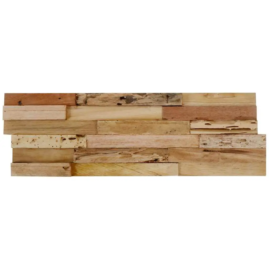 Wall Cladding Panels Brown Teak Wood Rustic Decorative 10 Piece