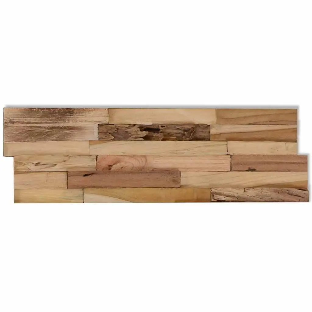 Wall Cladding Panels Brown Teak Wood Rustic Decorative 10 Piece