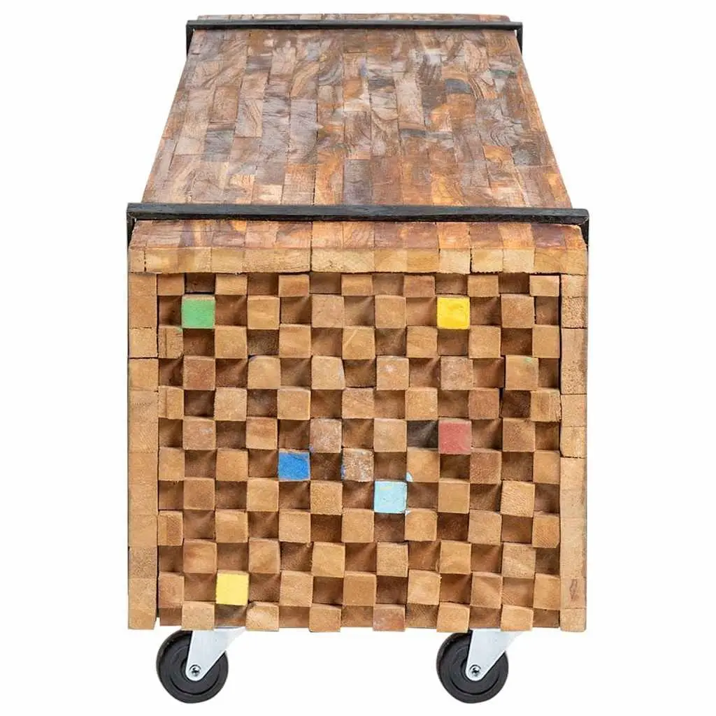 Teak Wood TV Stand 110x30x32.5cm—Easy to Move