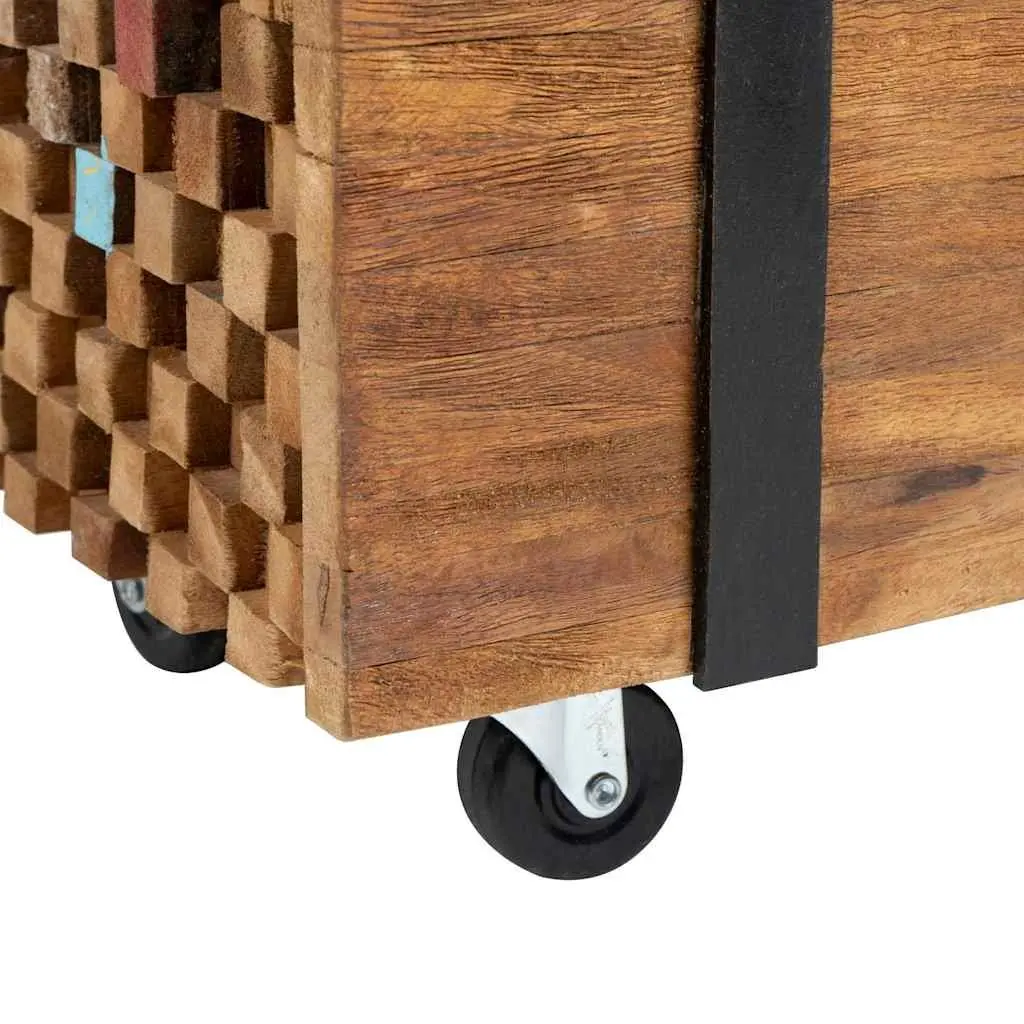 Teak Wood TV Stand 110x30x32.5cm—Easy to Move