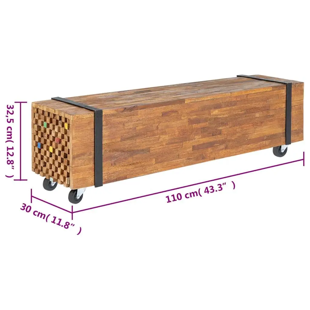 Teak Wood TV Stand 110x30x32.5cm—Easy to Move